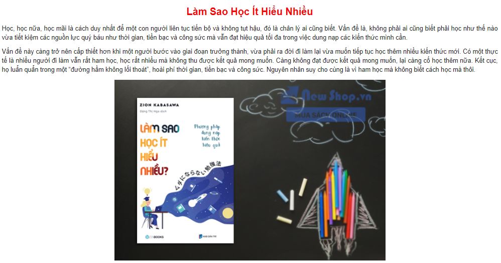 Sách Làm Sao Học Ít Hiểu Nhiều - Newshop