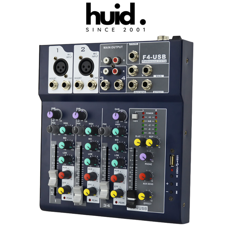 BỘ CHỘN ÂM THANH MIXER F4 USB CÓ BLUETOOTH