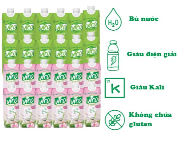 Thùng 24 Hộp Nước Dừa Vico Fresh 330ml