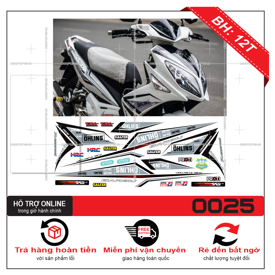 TEM XE NOUVO 4 NV LX (TEM RỜI NOUVO 4 LX) DÁN XE TRẮNG