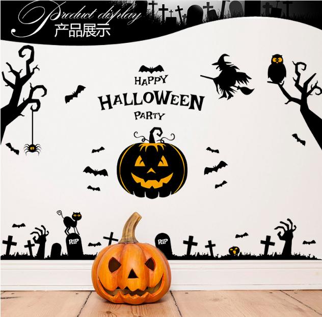 Decal trang trí tường - Halloween Bí Đỏ Kinh Dị