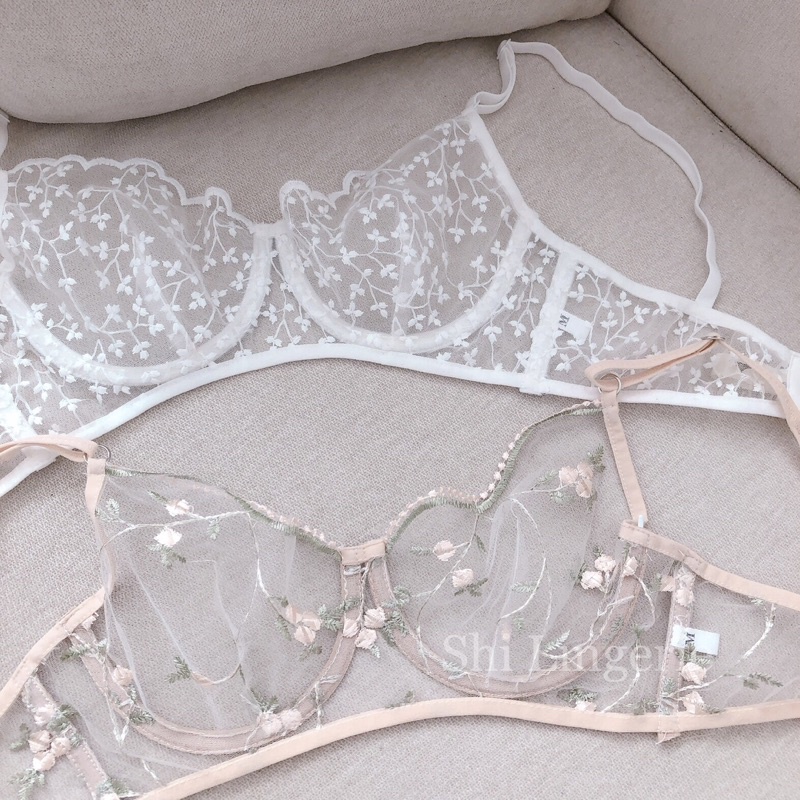 Bộ bra lưới thêu có gọng [Shi.Lingerie]