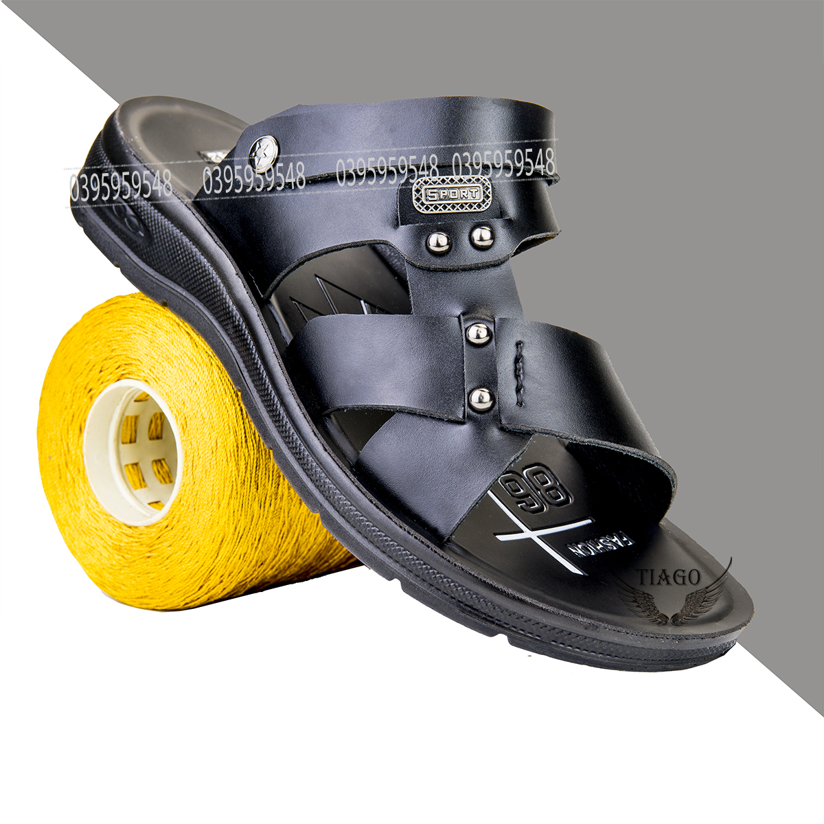 Men's Leather Sandals with Super Durable Molded Rubber Sole [Spost]
