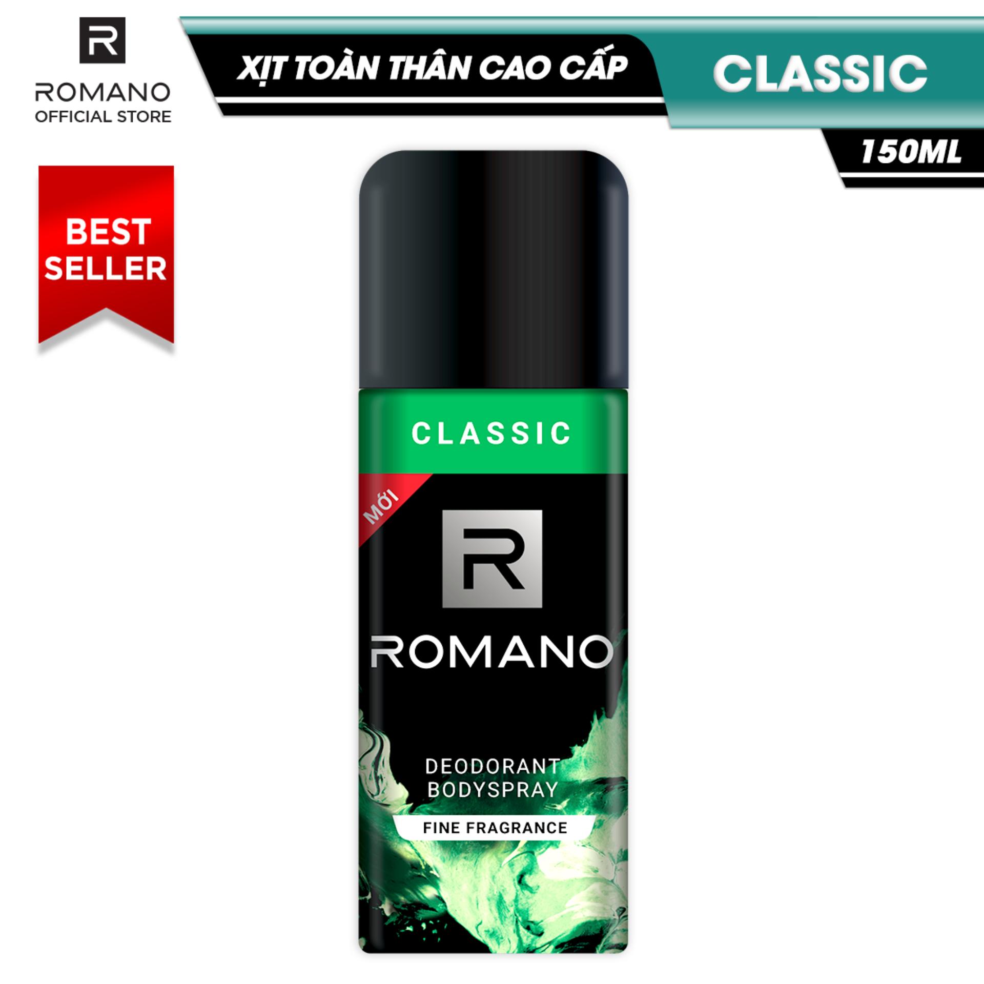 [HCM] Xịt khử mùi toàn thân Romano Classic 150ml