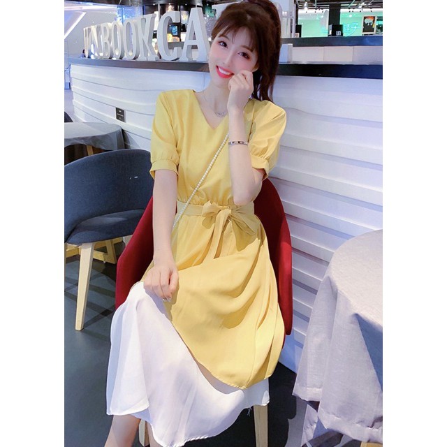 Đầm tùng phối trắng 2 màu