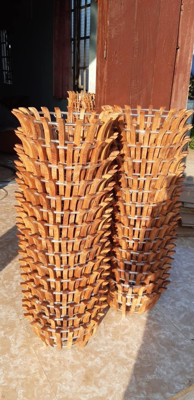 Bộ 3 Chậu Gỗ Căm Xe Trồng Lan 20cm