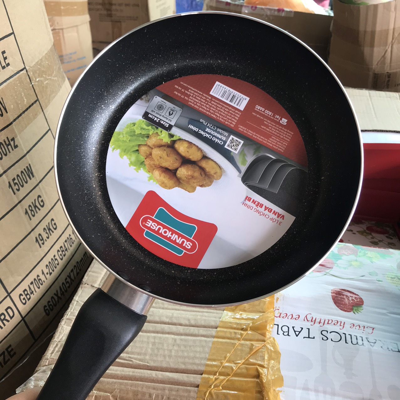 CHẢO CHỐNG DÍNH VÂN ĐÁ  SUNHOUSE 24CM