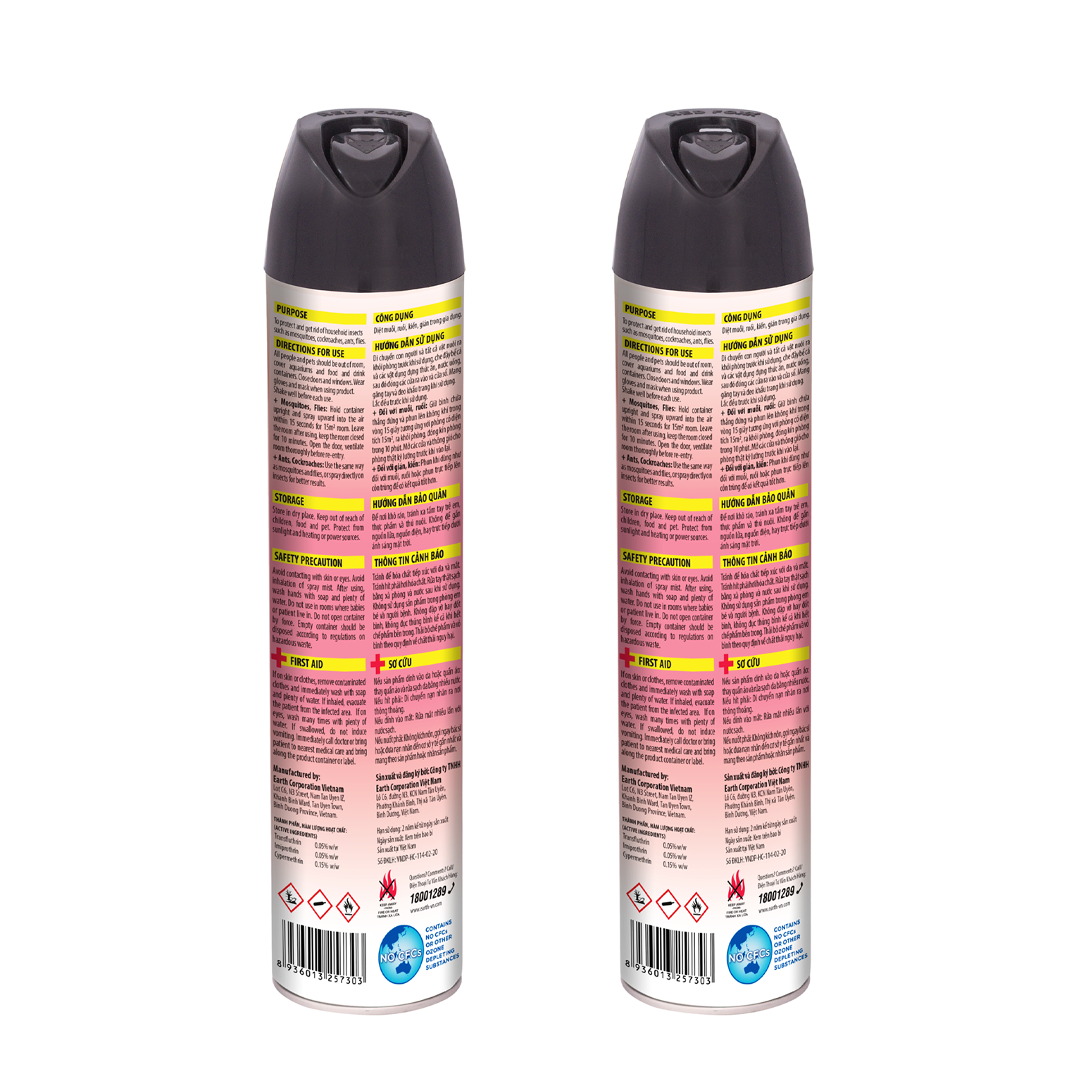 Combo 2 Bình xịt côn trùng RED FOXX 600ml - Hương Sakura
