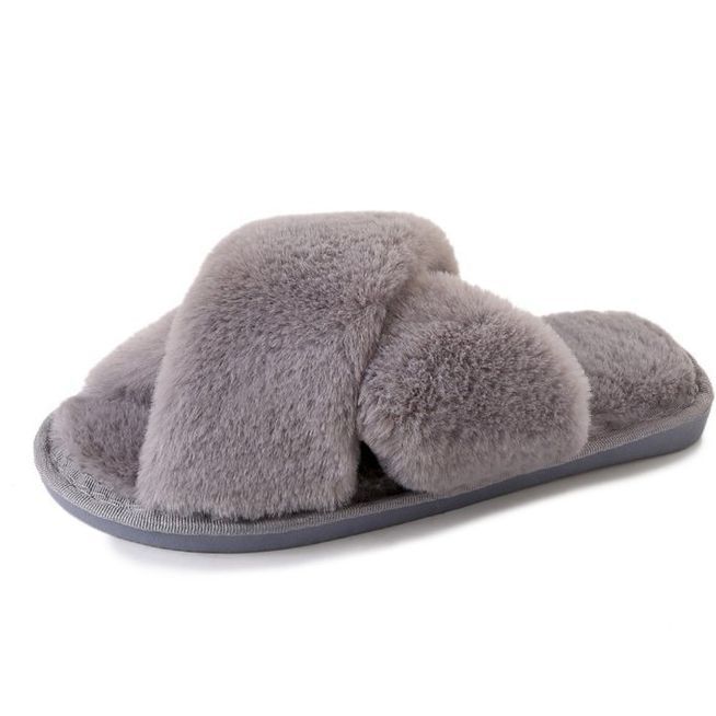 [HCM]Dép lông mang trong nhà hình chéo êm chân unisex