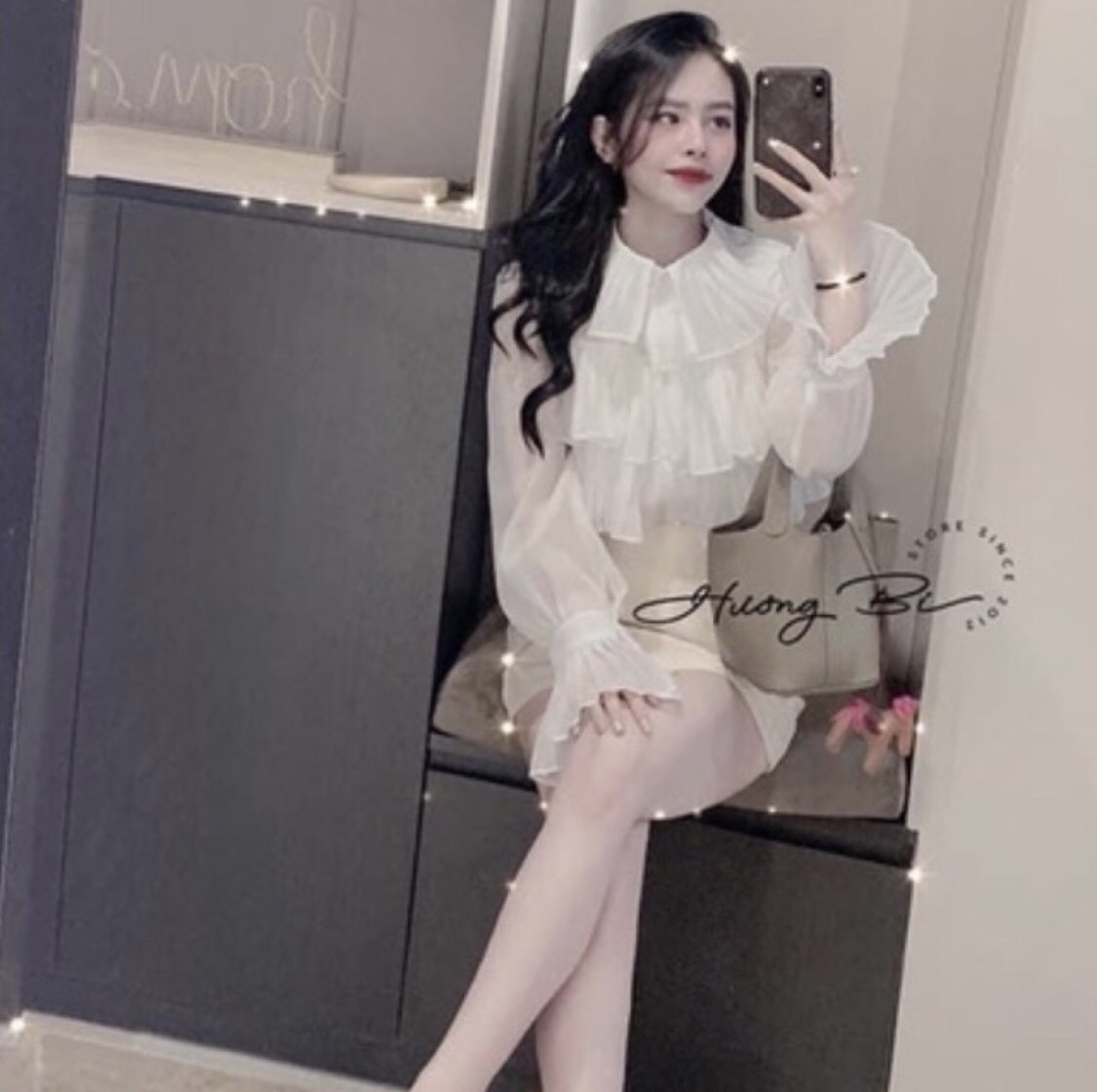 Áo Sơ Mi Tiểu Thư Cổ Bèo Đính Cúc Ngọc KT_014