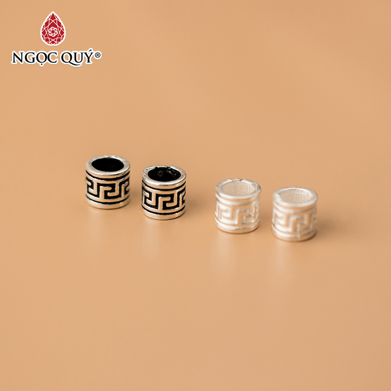 Charm bạc chặn hạt hình trụ - Ngọc Quý Gemstones