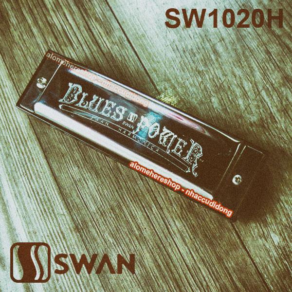 Kèn harmonica Swan BluesPower SW1020H Key C (Bạc)(Đen)