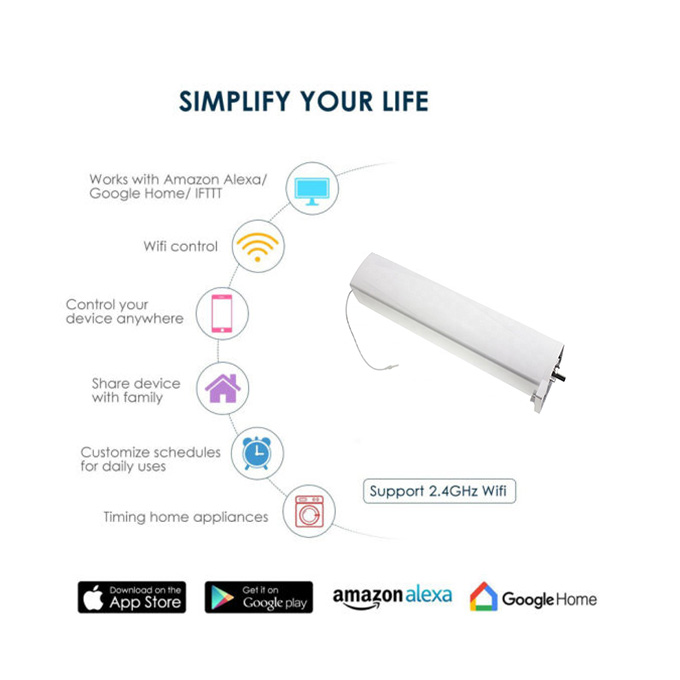 Động cơ rèm Tuya Wifi /Zigbee Hỗ trợ Google/Alexa - hỗ trợ remote RF