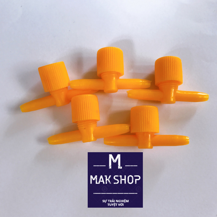 Bộ 5 Van Chỉnh Oxy Hồ Cá Cảnh, Van nối, Van Ngang, màu vàng loại tốt và to