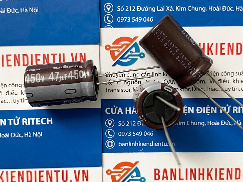 Combo 5 chiếc Tụ Hóa Nichicon 47uF 450V 16x25MM
