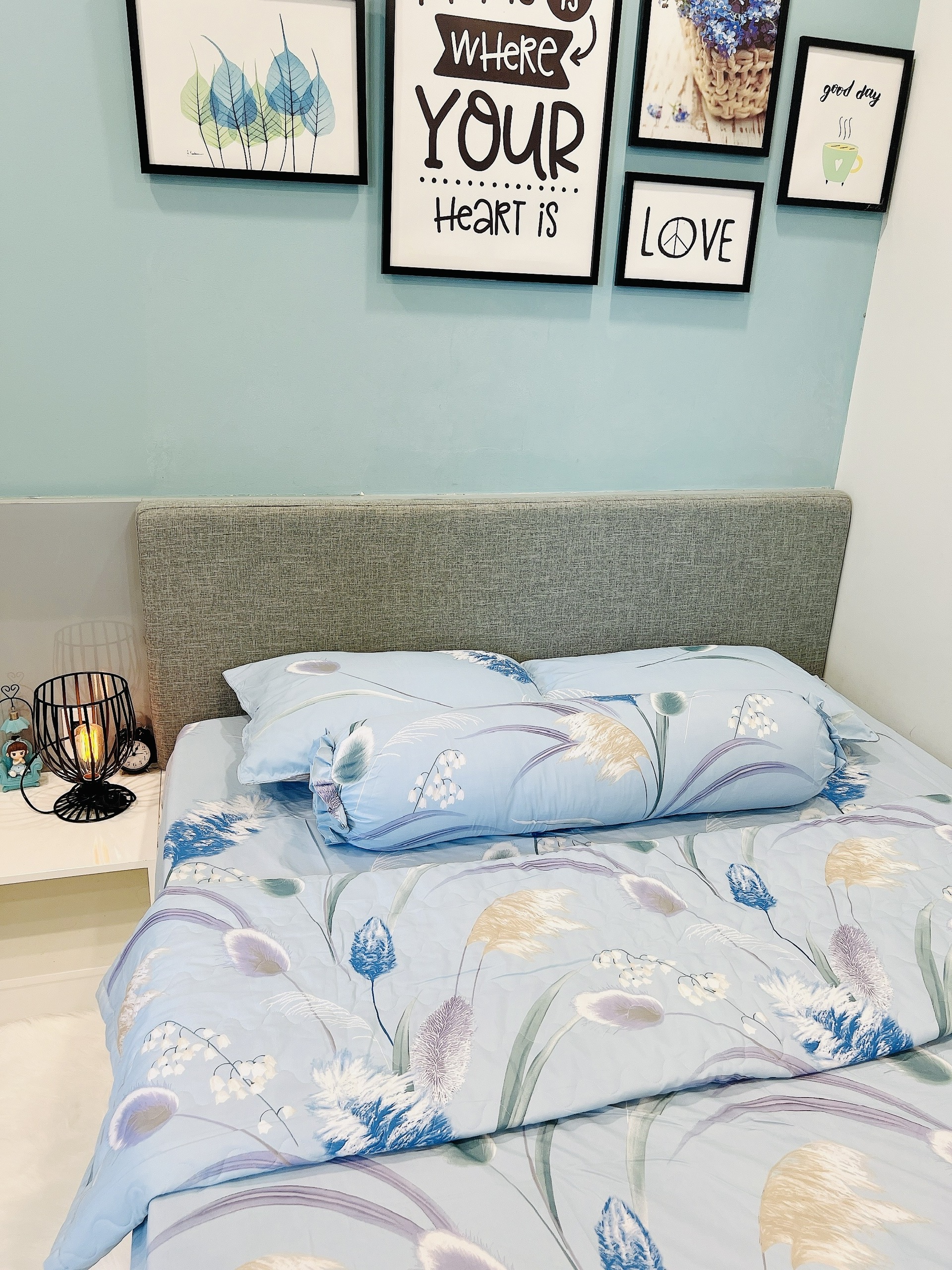 Bộ Drap lụa Tencel cao cấp 4 món - hoa cỏ lau
