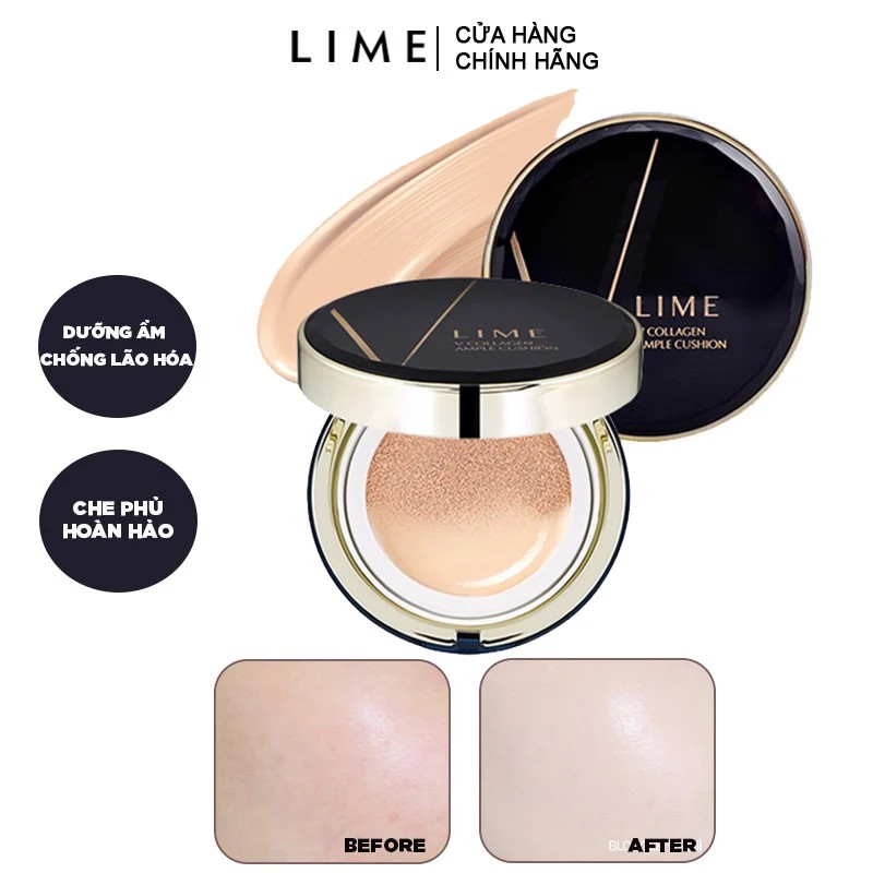 Phấn Nước Cho Da Khô Lime Xanh V Collagen Ample Cushion Hàn Quốc