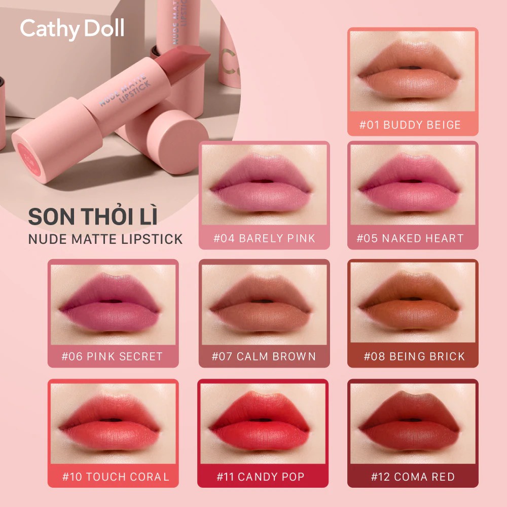 Son môi Cathy Doll Nude Matte Lipstick 3.5g