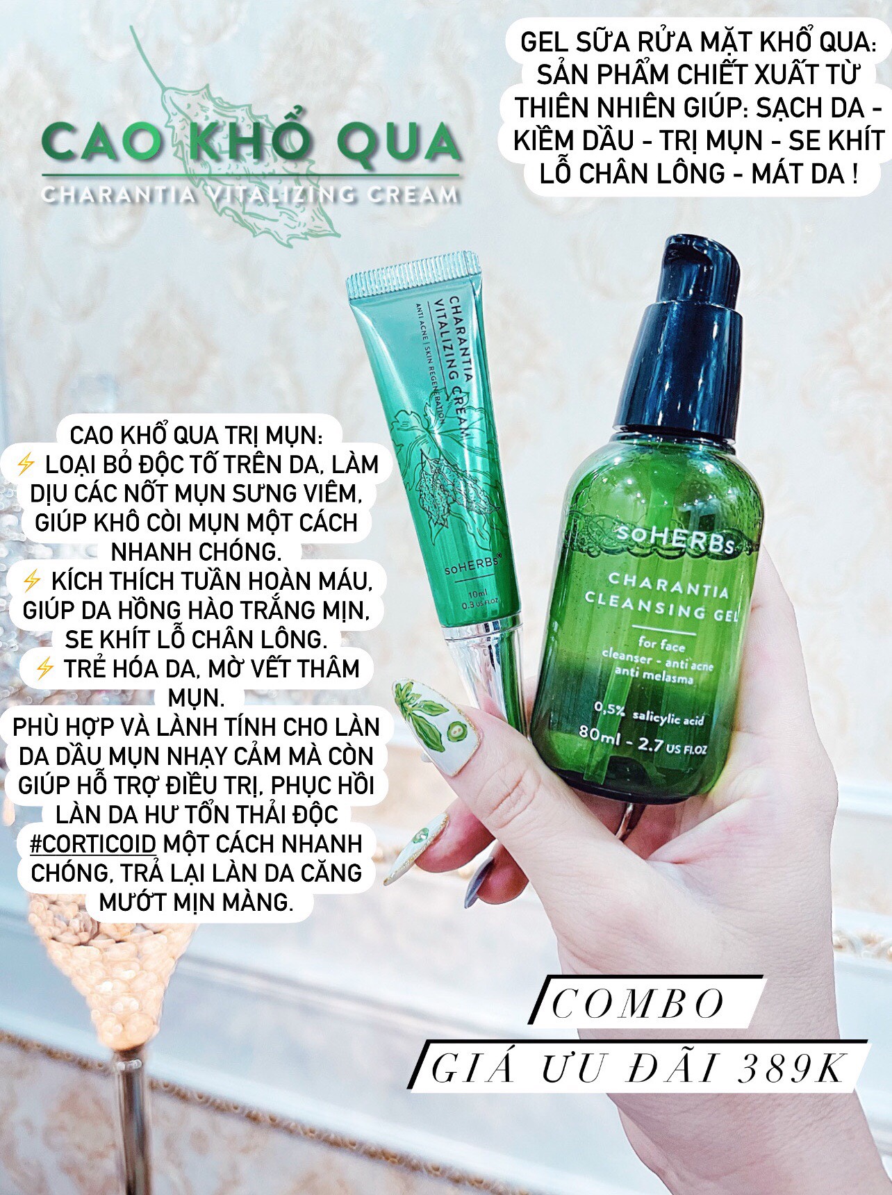 Cao Khổ Qua soHERBs Dành Cho Da Mụn Trắng Da 10ml