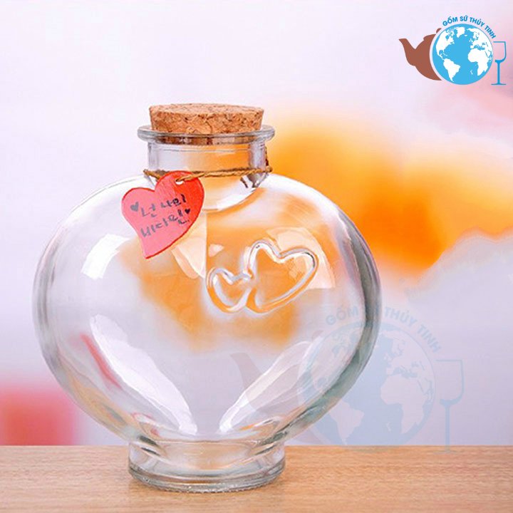 Bình trái tim thủy tinh dùng để trang trí đồ handmade, bình thủy tinh trái tim đựng các loại nước uống, đựng thực phẩm