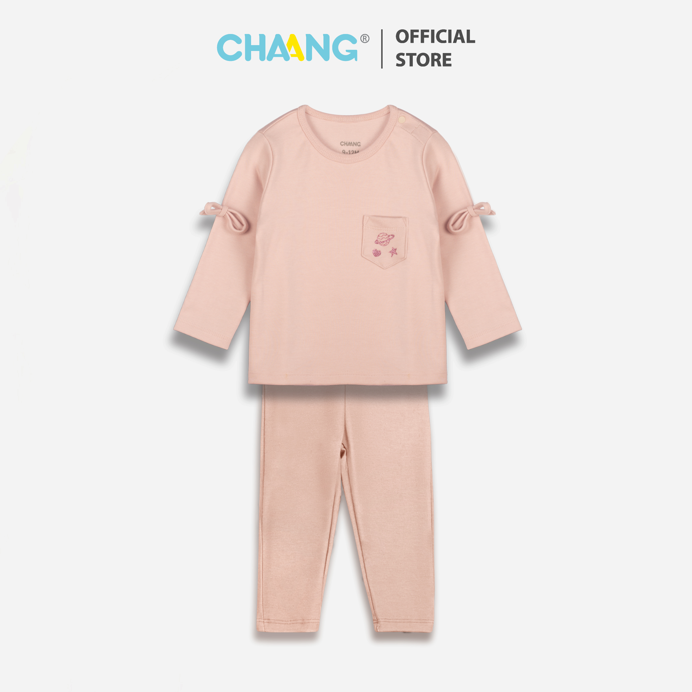 Bộ quần áo dài nơ tay cho bé gái Cosmos tím nhạt Chaang