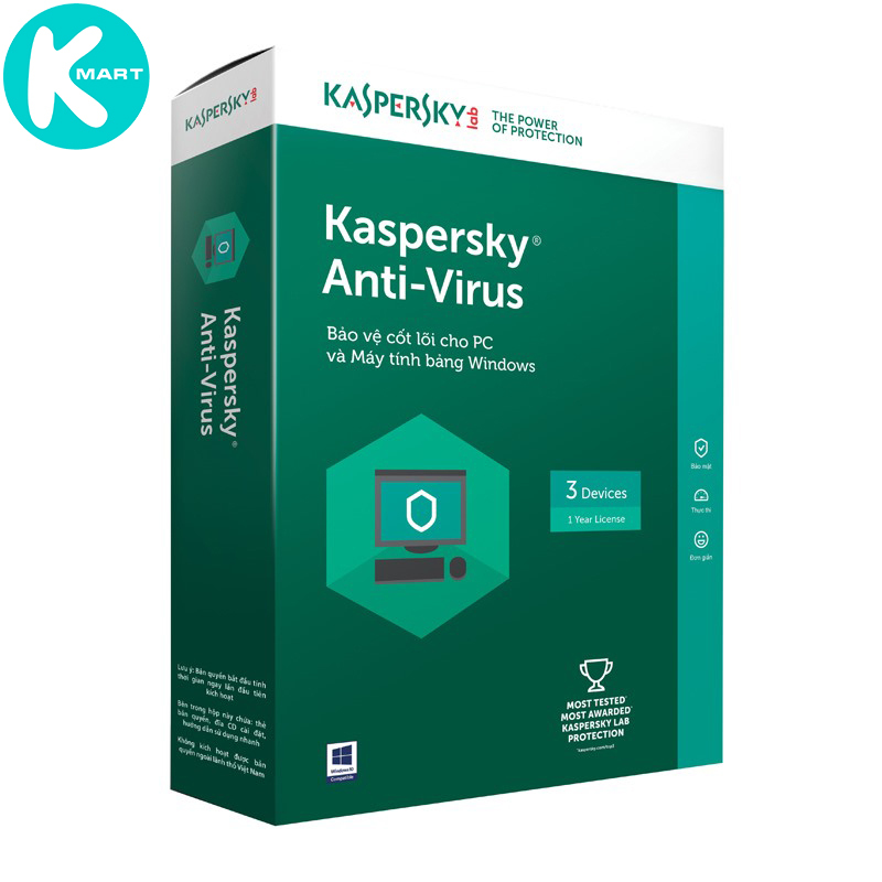 Bảng giá Phần mềm diệt Virus Kaspersky Antivirus 3 máy tính - Hàng Chính Hãng Phong Vũ
