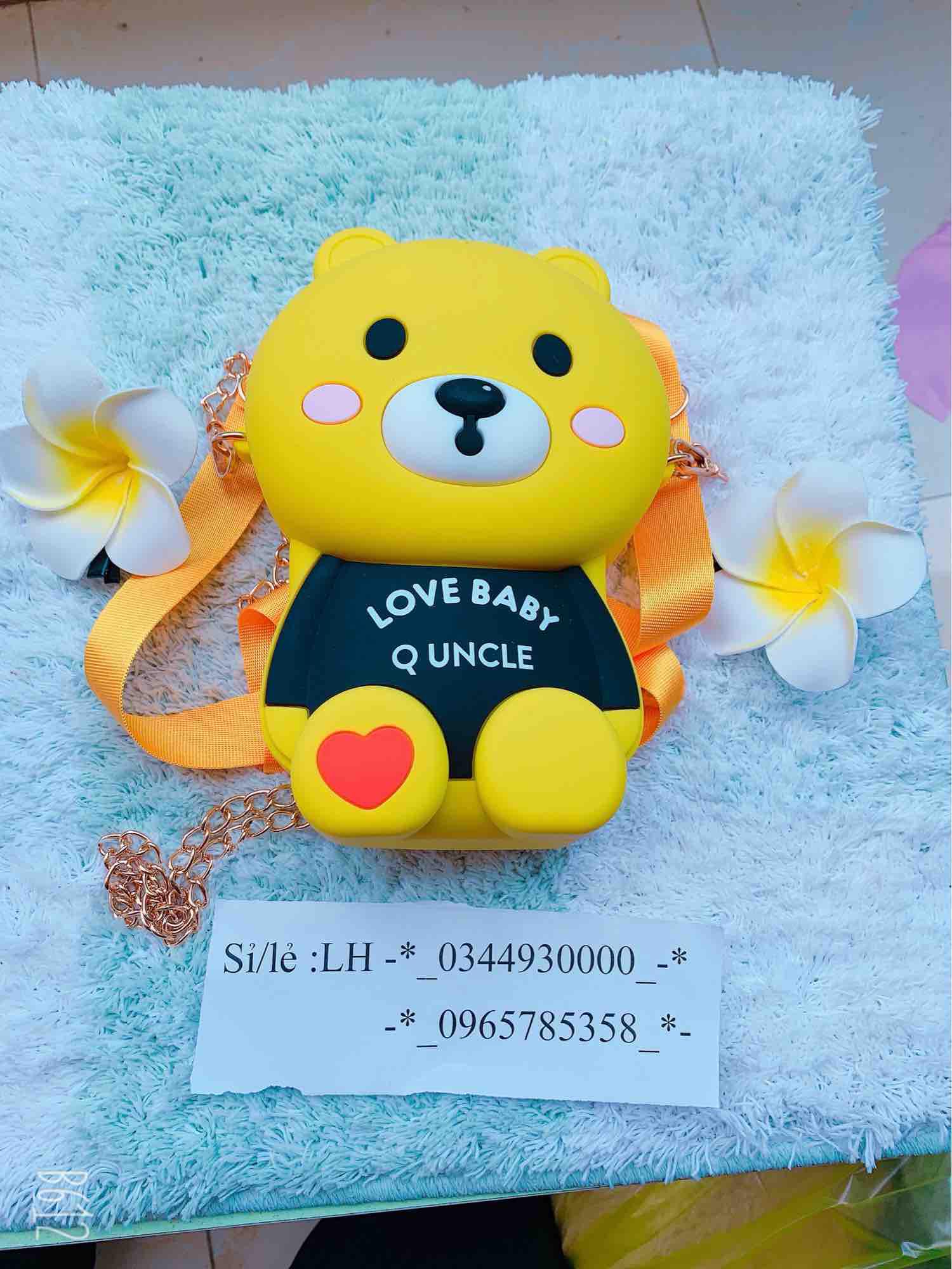 Túi gấu silicon brow love baby 2 dây