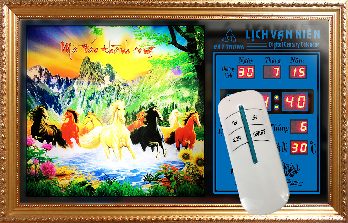 Lịch Vạn Niên - Mã Đáo 55110 (KT 55x35x7cm)_Có 2 loại (không Remote và có Remote)