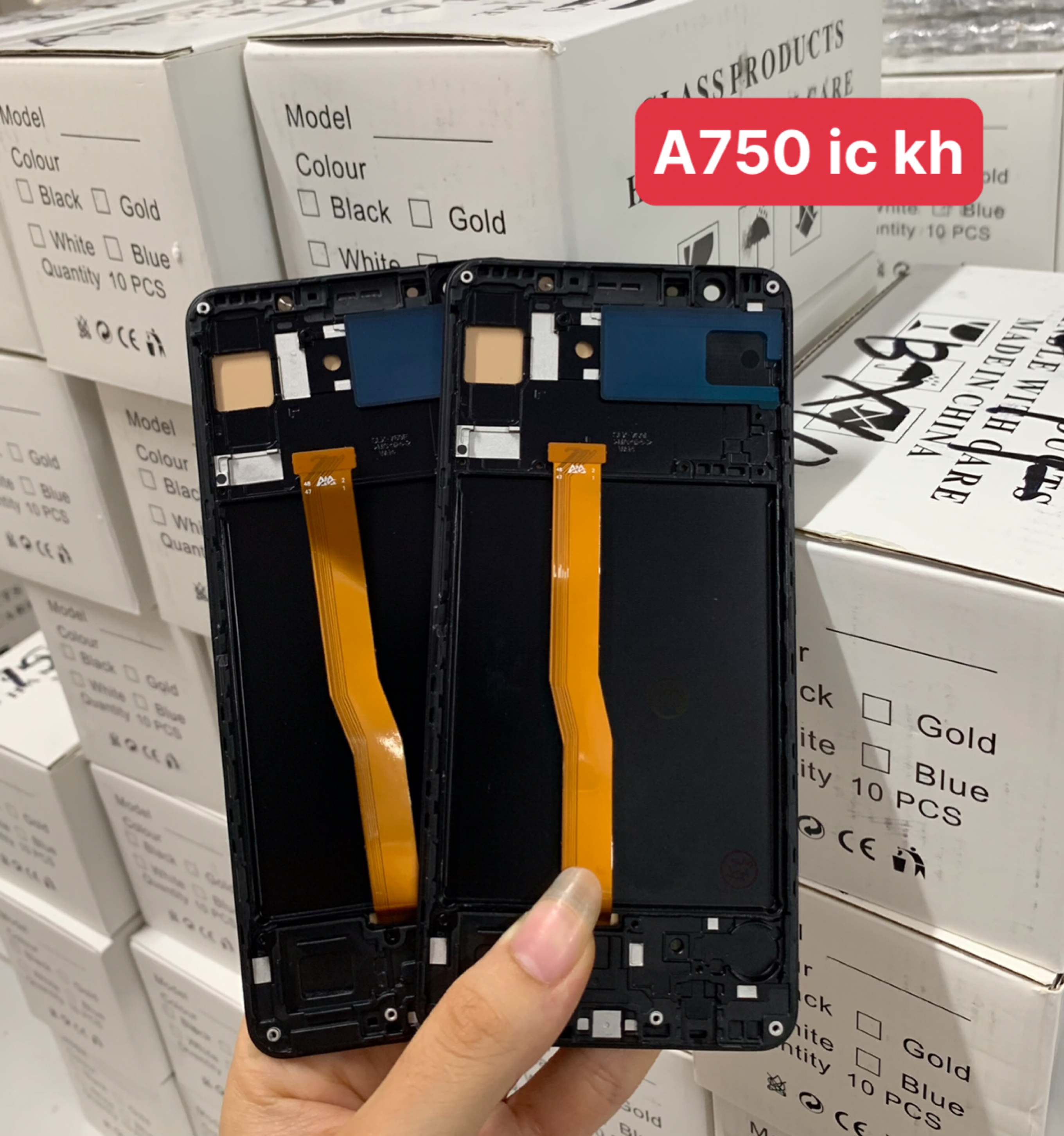Màn hình oled (2ic) liền khung Galaxy A7 - 2018 / A750 màu đen, (chất lượng như zin)