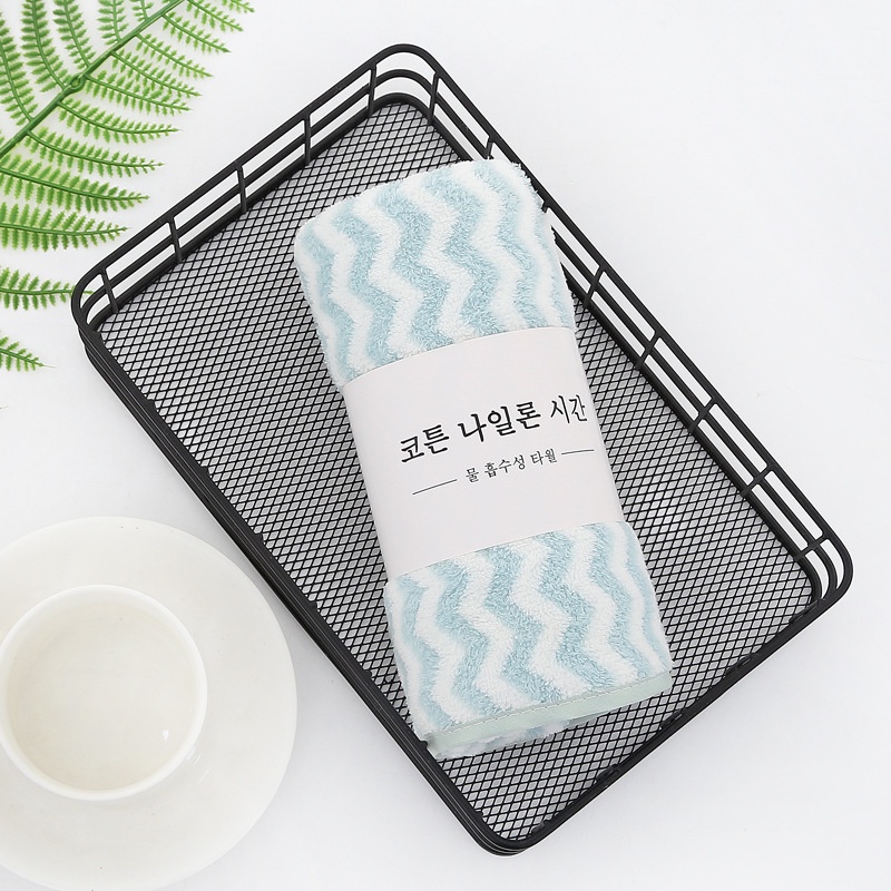 Set 5 khăn lau mặt lông cừu hàn quốc 30x50cm khăn siêu mềm mịn thấm hút tốt kẻ sọc - khăn mặt lông mịn xuất hàn 30 x 50 cm siêu thấm nước