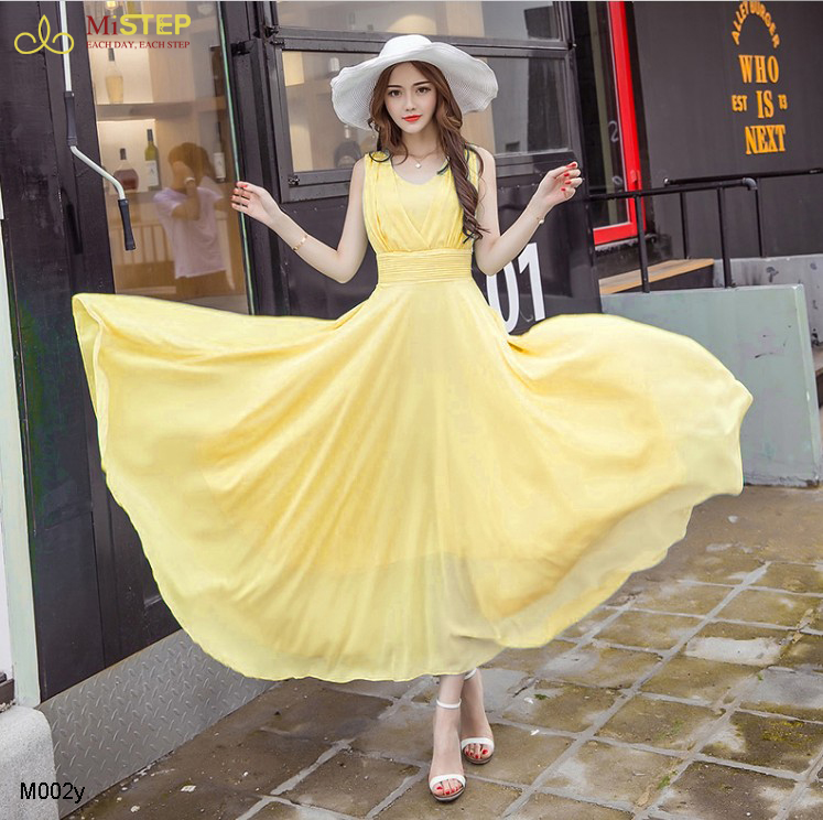 Đầm Maxi Màu Vàng Đi Biển Đẹp