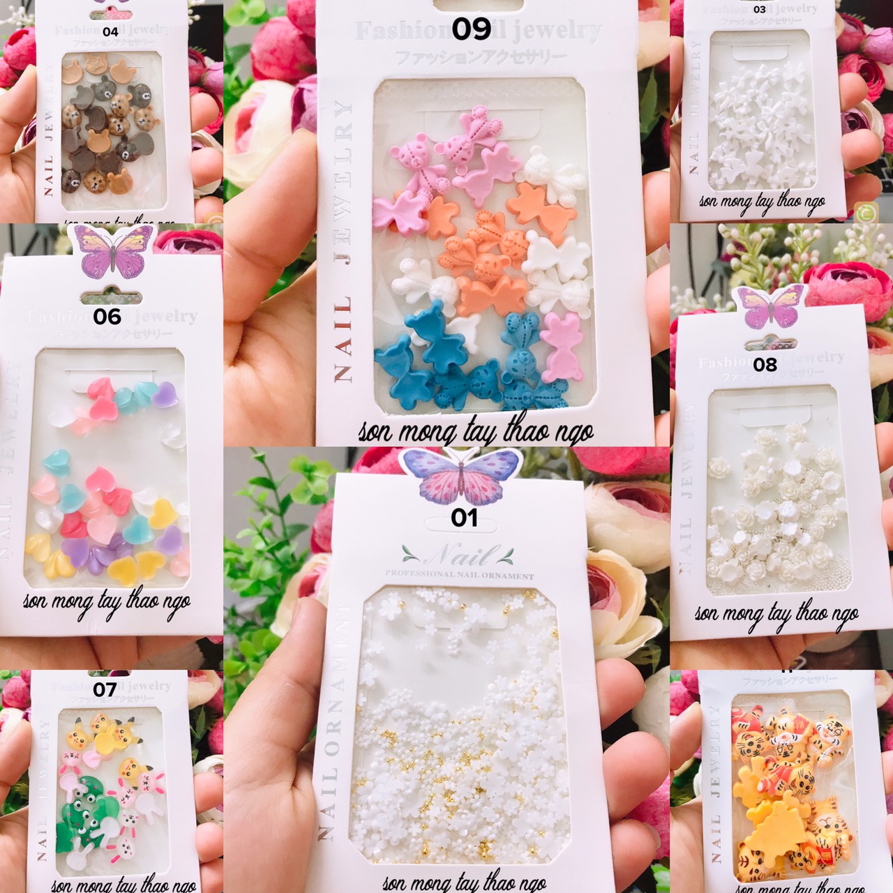 Charm mix đủ size, đủ hình dành cho Nail