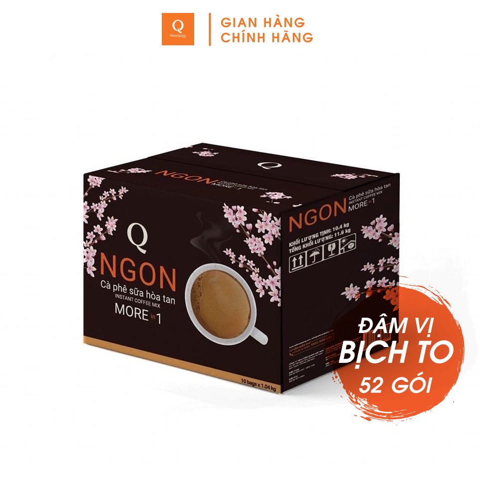 Thùng cà phê sữa hòa tan NGON Trần Quang 10 bịch x 52 gói hoặc 21 bịch x