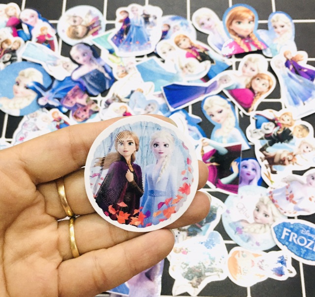 Bộ 30-50 Sticker công chúa Elsa ép lụa có đề can bóc dán