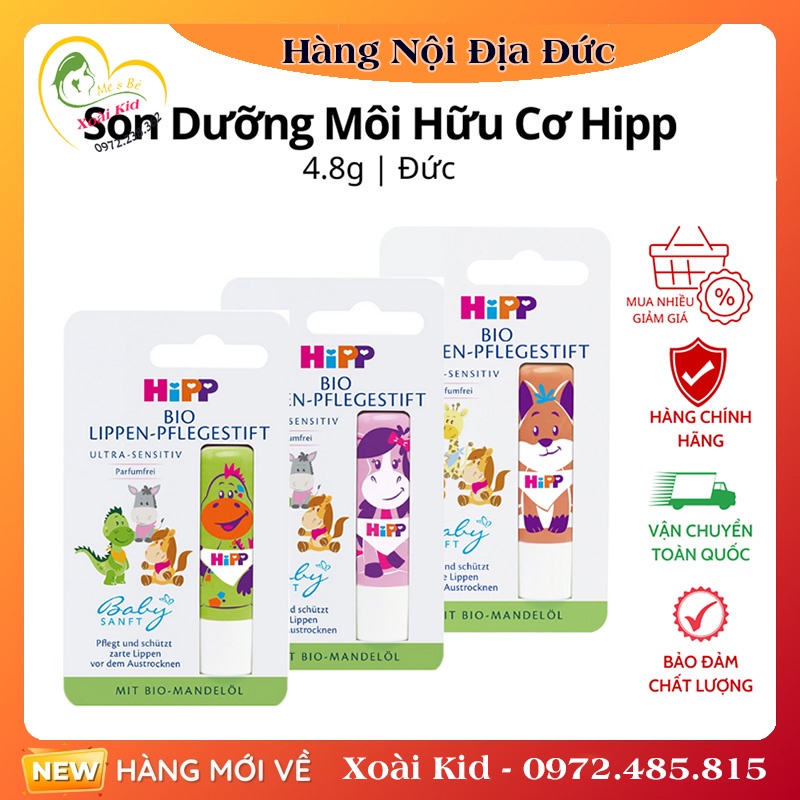 Son dưỡng môi hữu cơ hipp bio trẻ em cao cấp an toàn cho bé - nội địa đức đủ bill