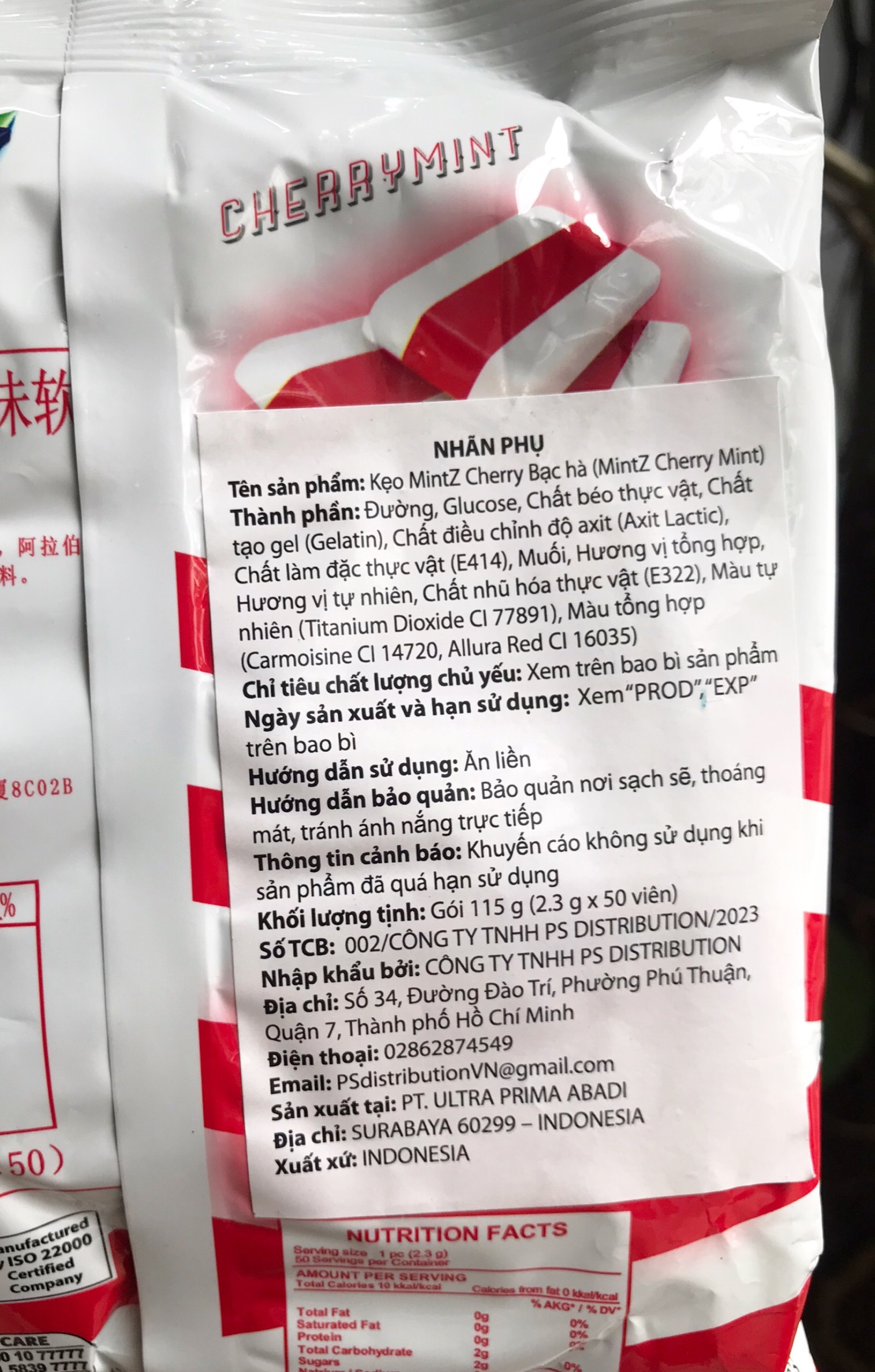 Kẹo Mềm MintZ Cherrymint Vị Cherry Bạc Hà (Gói 115g - Đỏ)
