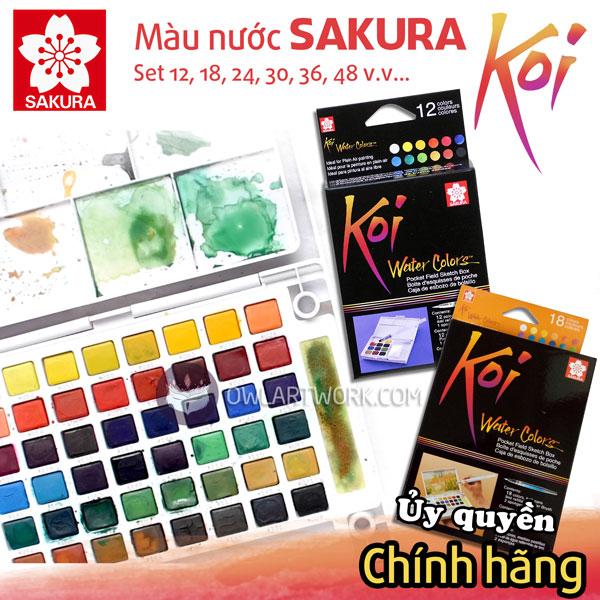 Màu nước Sakura Koi dạng nén set  24 màu