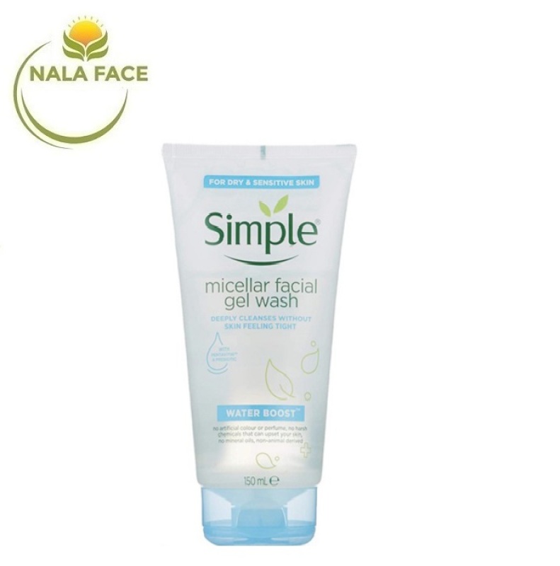 Sữa Rửa Mặt Dưỡng Ẩm Dạng Gel Simple Water Boost Micellar Facial Gel Wash 150ml nhập khẩu