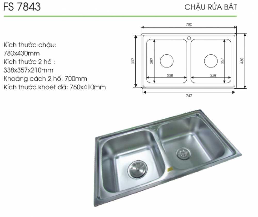 Chậu Rửa Bát FS 7843, Chất liệu inox cao cấp chống bám bẩn