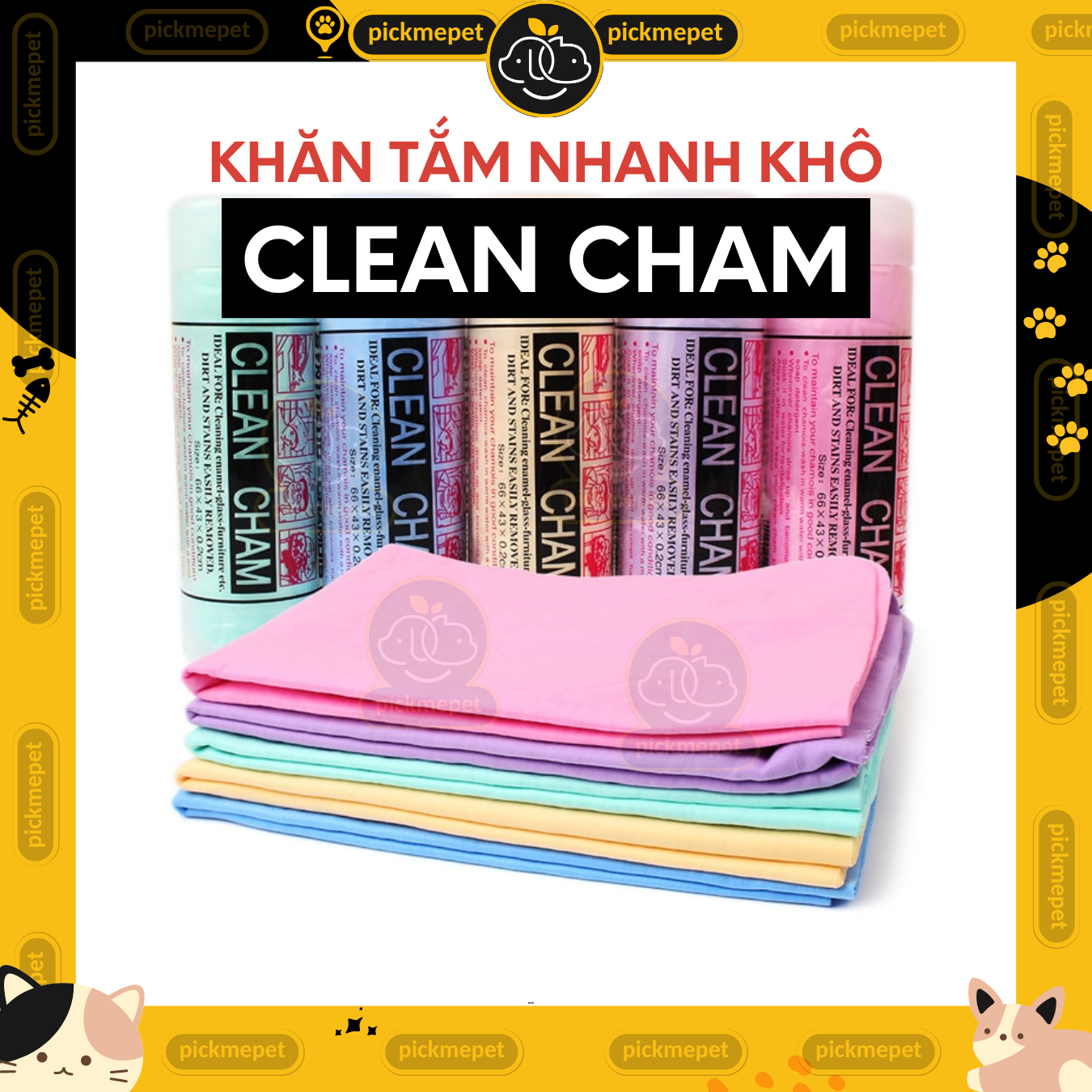 Khăn Tắm CLEAN CHAM CleanCham - Siêu Thấm Hút Dành Cho Chó Mèo