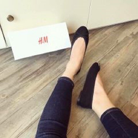Giày bệt da lộn đính nơ xinh xắn BHM