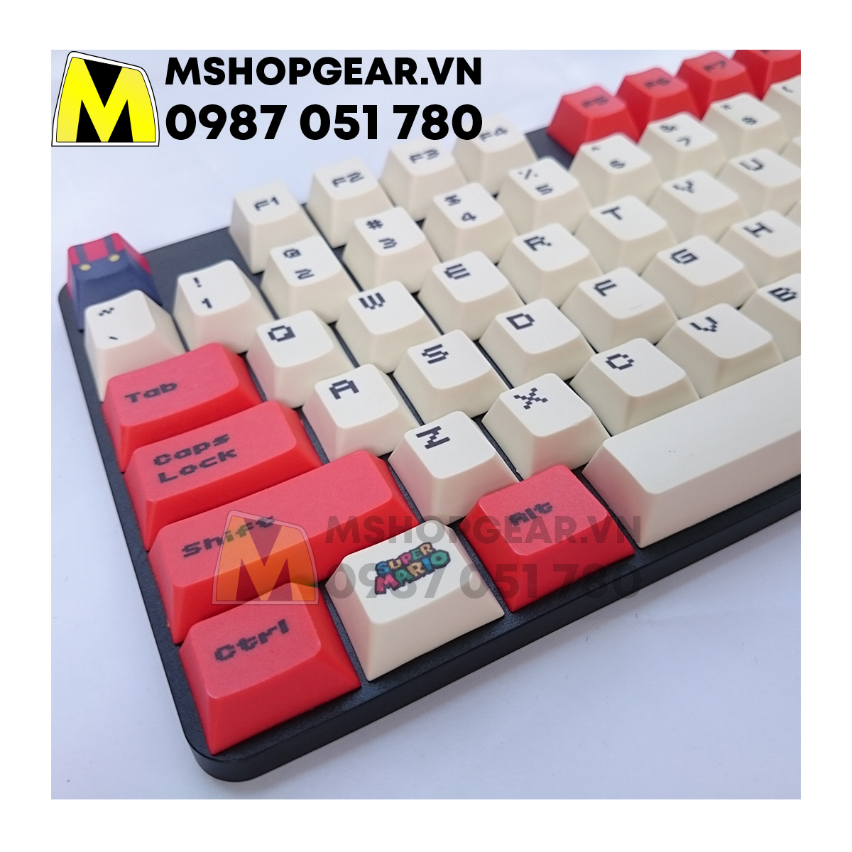 Keycap Mario đỏ thick pbt dye-sub cherry profile 119 keys