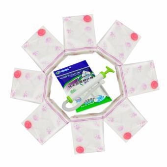 Bộ 8 túi hút chân không loại to kèm bơm tay cao cấp, Combo 8 túi hút chân không đủ kích cỡ đựng chăn màn, quần áo gấp gọn, 8 tui hut chan khong loai to kem bom tay cao cap