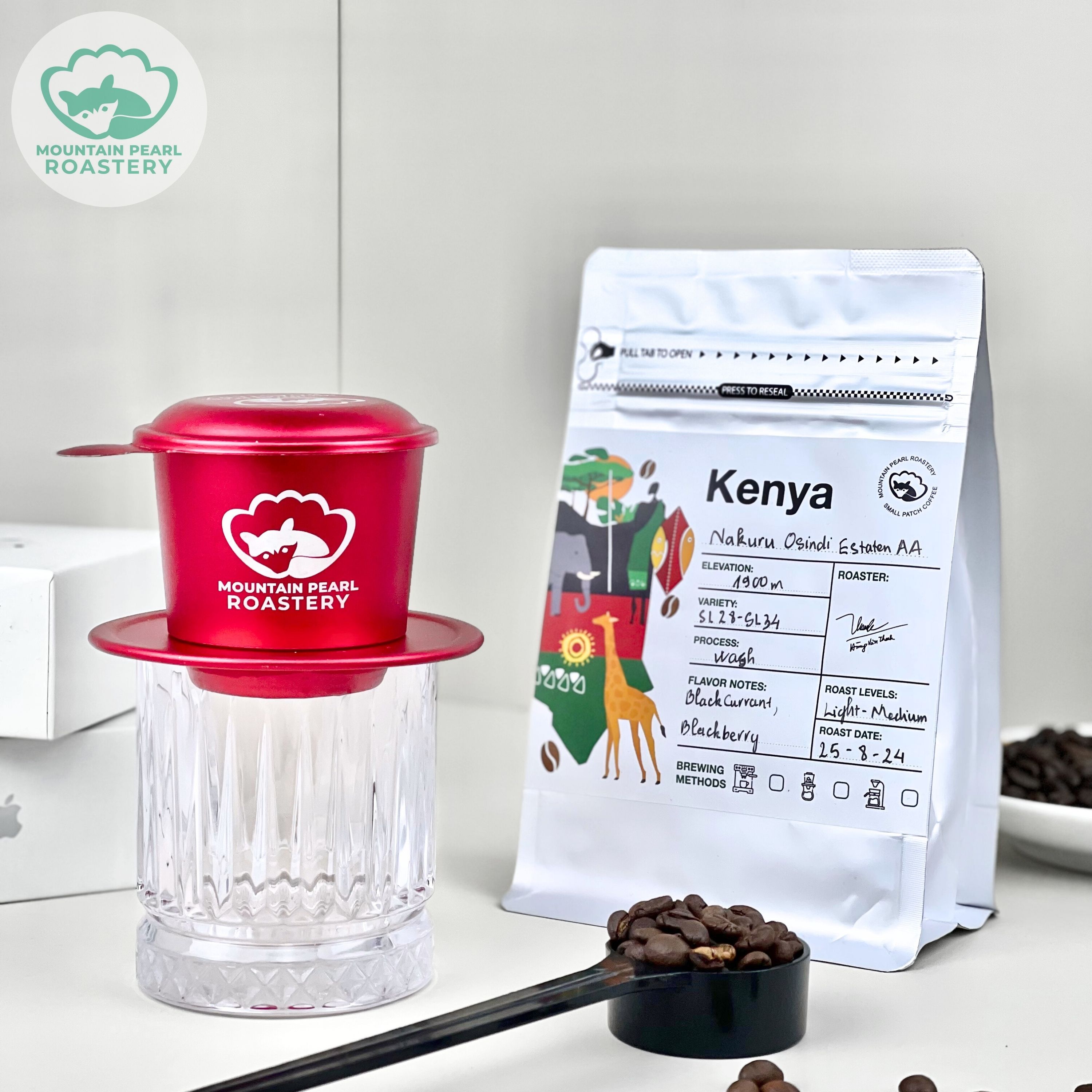 Cà Phê Kenya Kiambu 500Gr – Mountain Pearl Roastery – Rang Medium Hương Trái Cây Chín, Phù Hợp Pha Phin & Espresso