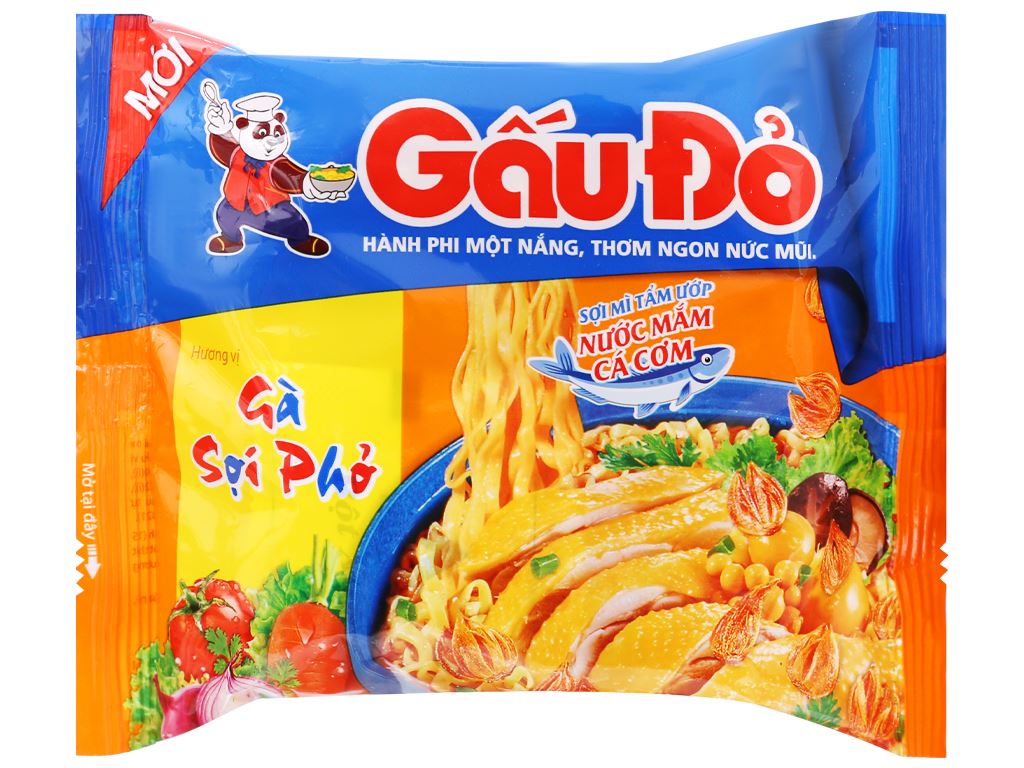 Mì gấu đỏ vị gà sợi phở, tôm và gà (30 Gói/Thùng )