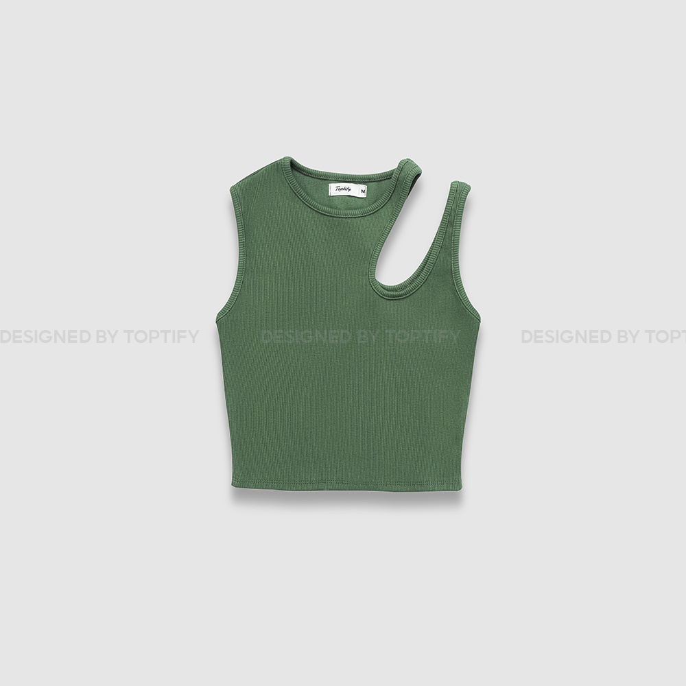 Áo croptop nữ sát nách trơn khoét vai TOPTIFY chất thun gân co giãn Stella Top AC12