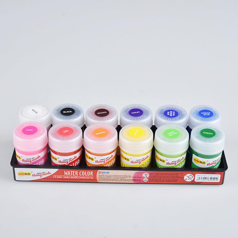 [HCM]Màu nước mỹ thuật Colokit Waco-C05 chuyên dụng (vỉ 12 màu) cam kết hàng đúng mô tả chất lượng đảm bảo không chứa hóa chất độc hại an toàn cho trẻ em