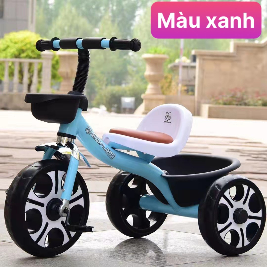 3-wheel bicycle, premium leather saddle baby bicycle, with large basket for babies