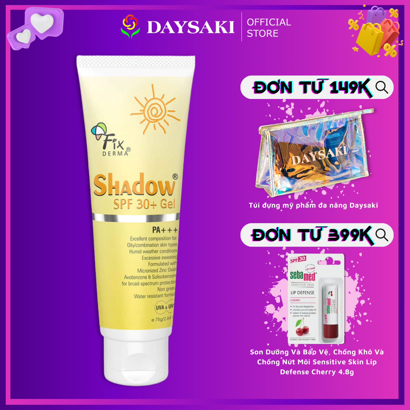 Fixderma gel chống nắng da mặt shadow spf 30+