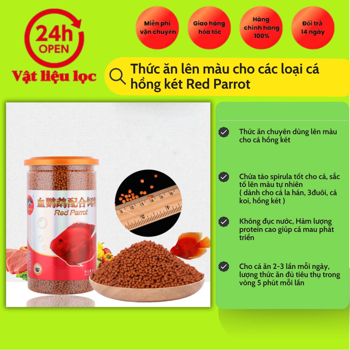 Thức ăn lên màu cho cá Hồng két 260g 400gr